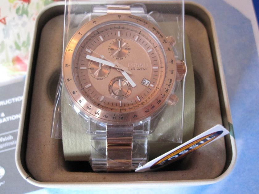 NEW Mens Fossil Watch #CH2680 Decker Chrono Rose Gold  