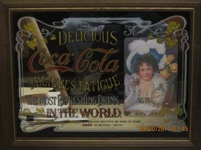   COLLECTORS COCA COLA PUB MIRROR   25 x 18.5  Made in Canada  