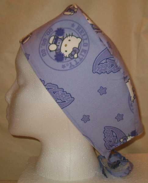 SCRUB HAT CAP MADE W HELLO KITTY CHEERLEADER FABRIC  