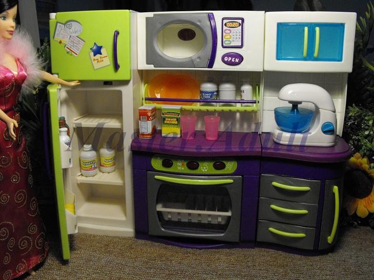 Modern Kitchen Set for Barbie Fridge, Microwave, Dish Washer w/Sound 