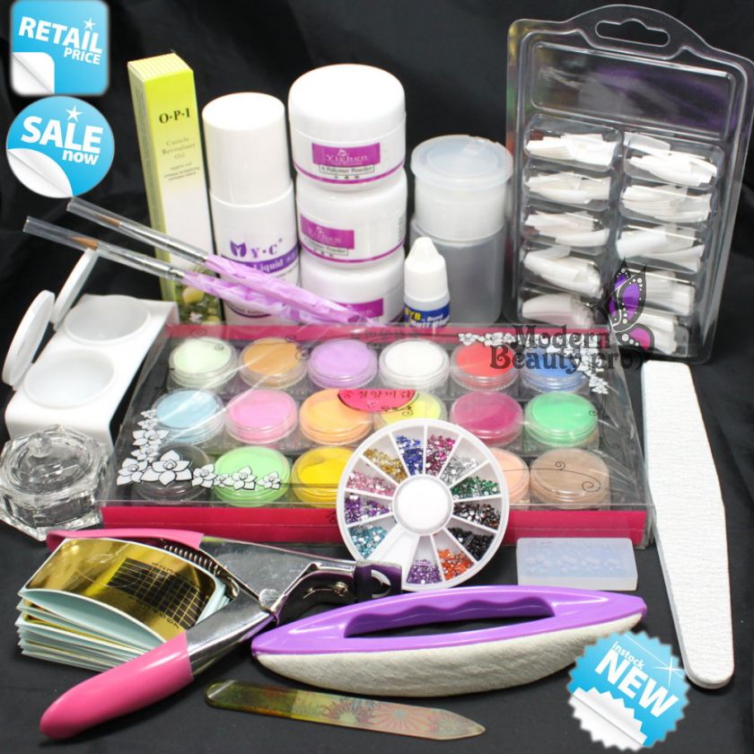   GIFT Pro Full Acrylic Liquid French Nail Art Tip Kit Set 8023  