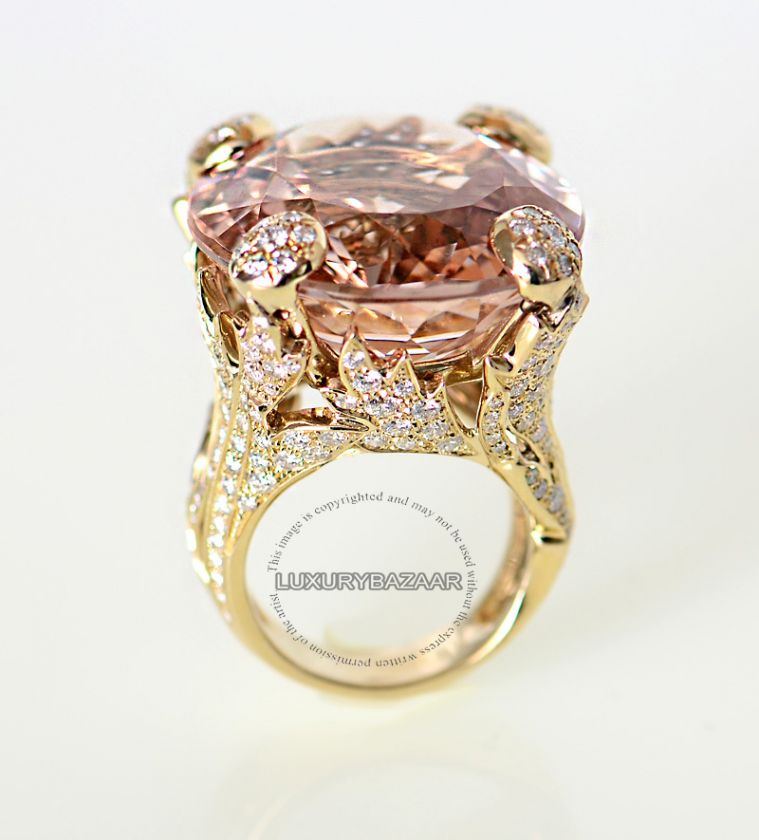 Dior 18K Yellow Gold Diamond & Morganite Cocktail Ring  