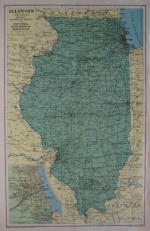 1931 Railroad Highway Canal Road Map ILLINOIS Chicago  