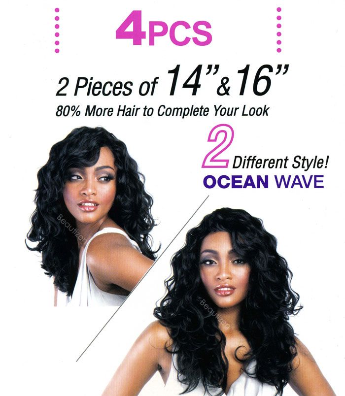   4MoreHair 4PCS Human Blend Weaving Hair OCEAN WAVE 14 & 16  