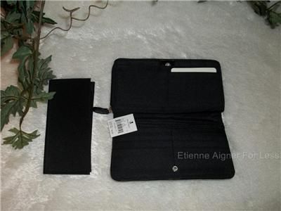 NWT Etienne Aigner Jodie Zippered Check Book Wallet, Clutch, Blk MSRP 