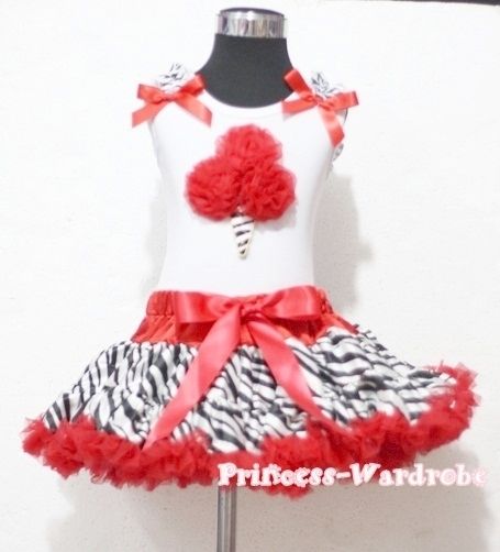   Zebra Pettiskirt Tutu Zebra Print Red Ice Cream Pettitop Tank Top 1 8Y