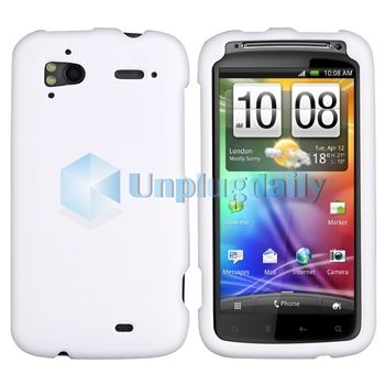 White Hard Cover Case+Privacy LCD Screen Protector for HTC Sensation 