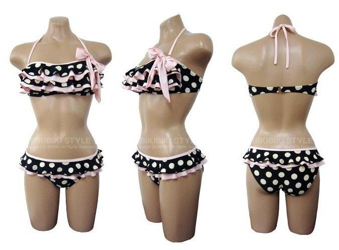 Paded Polka Dot Swimwear Swimsuit Bikini s44 US 2 10  