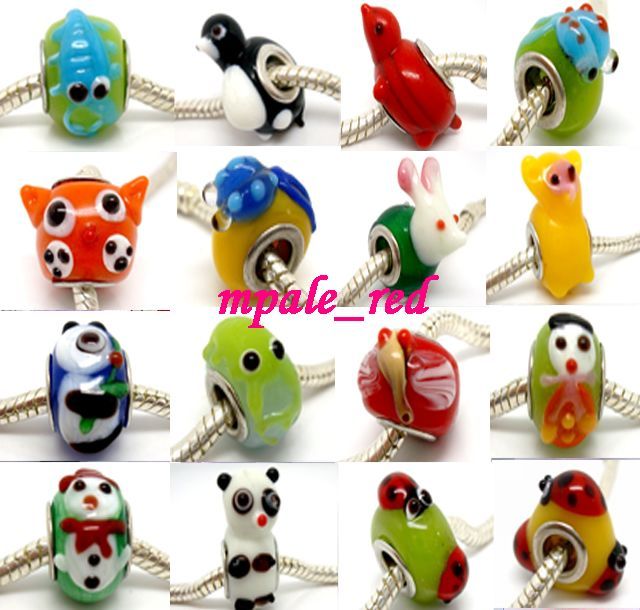 20pcs Assorted Animal Glass Beads for European Bracelet  