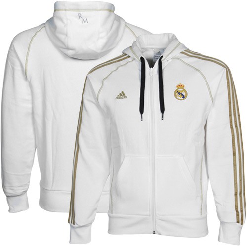 adidas Real Madrid White Core Full Zip Hoodie Sweatshirt   XXL 