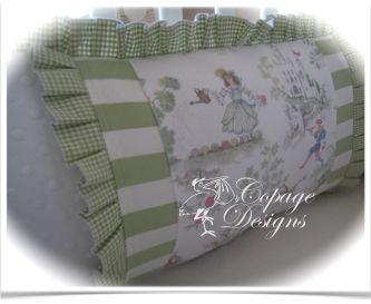 OVER THE MOON TOILE GREEN STRIPE BABY CRIB BEDDING SET  