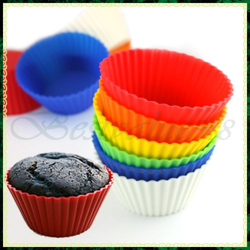 Lot 24pcs Silicone Round Cupcake Tart Muffin Mold Mould  