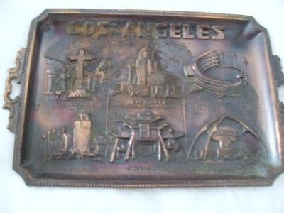 VTG METAL LOS ANGELES SOUVENIR trinket TRAY JAPAN made  