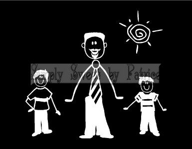 CUSTOM 9 STICK FIGURE PEOPLE FAMILY Vinyl Car Auto Window Decal Sign 