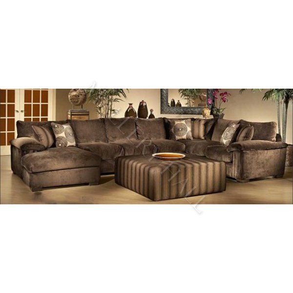 Tan Sectional With Chaise & Chair Solid Hardwood  