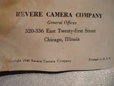 Vintage 1945 REVERE 8mm Antique FILM PROJECTOR w/Manual     Works 