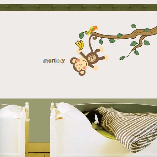new cute WALL MURAL DECO STICKER MONKEY TREE NURSERY KIDS DECALS 